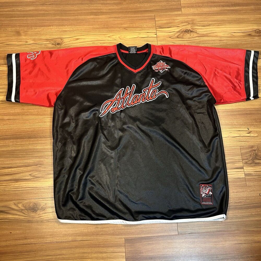 Vintage FUBU Atlanta City Series Jersey Mens 5X Black Red Hip Hop Streetwear Y2K